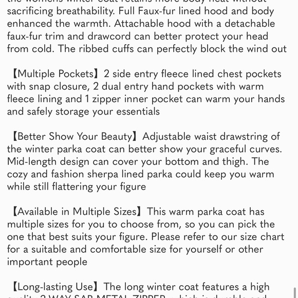 Womens Winter Coats Fleece Lined Parka Jacket Hooded Long Winter Warm Parka Coat - Picture 8 of 8